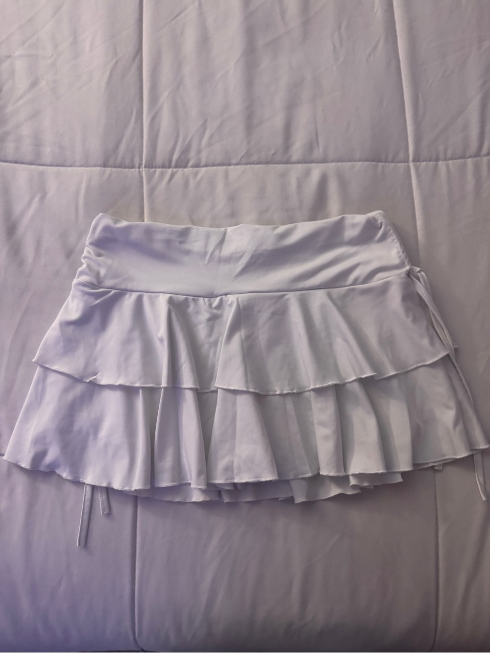 SHEIN White Layered Ruffle Skater Skirt